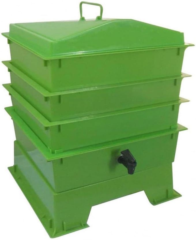 Wormenbak - Compostbak - Afval verwerken - Uitbreidbaar systeem - 50 Liter - Zwart