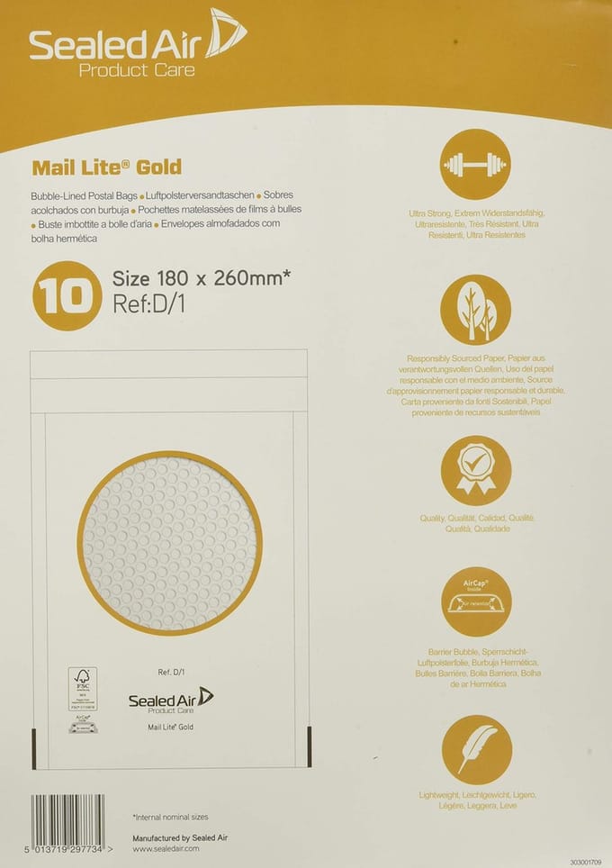 LUCHTKUS ENV. D1 180X260 ML-GOUD/PK10