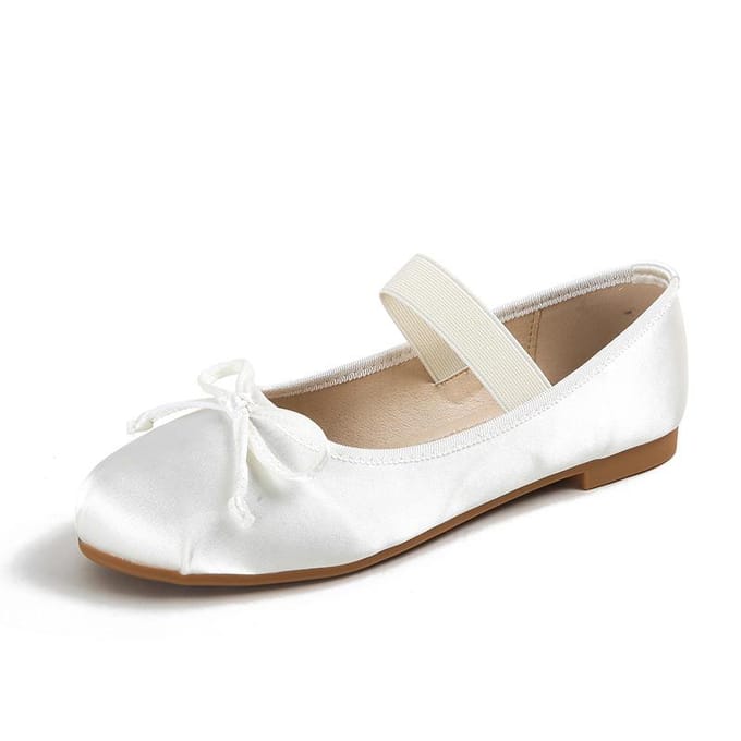 Strik Zijde Satijn Mary Jane Ballet Dames Enkelschoenen 39 white