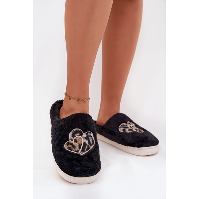 Heart Cozy Slippers - Zwart / 36/37