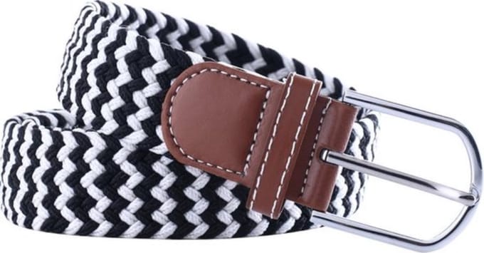 New Age Devi - Stoere Elastische Geweven Riem Gevlochten Riem Rekbaar Zebra Zwart/ Wit
