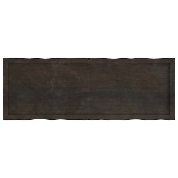 vidaXL - Tafelblad - natuurlijke - rand - 140x50x(2-4)cm - eikenhout - donkerbruin