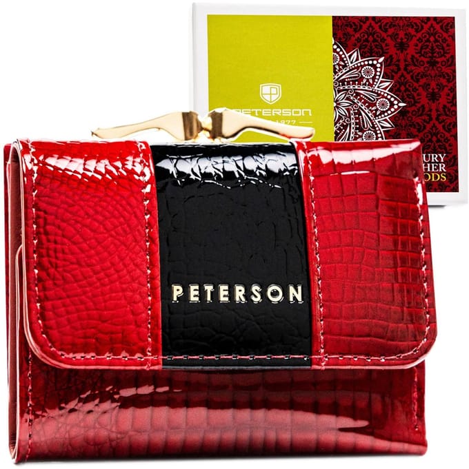 Peterson - Dames Portemonnee - Leer - Croco Patroon - Rood - RFID