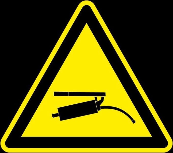 Waarschuwingsbord drukspuit - kunststof 400 mm