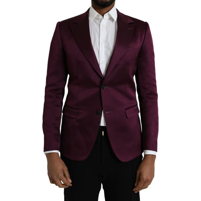 Bordeaux Satijnen Blazer Slim Fit