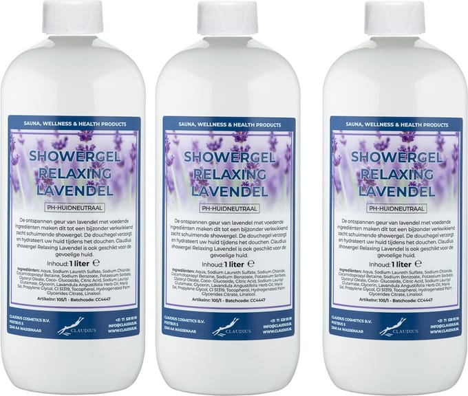 Claudius Douchegel Relaxing Lavendel 1 liter - set van 3 stuks - Showergel