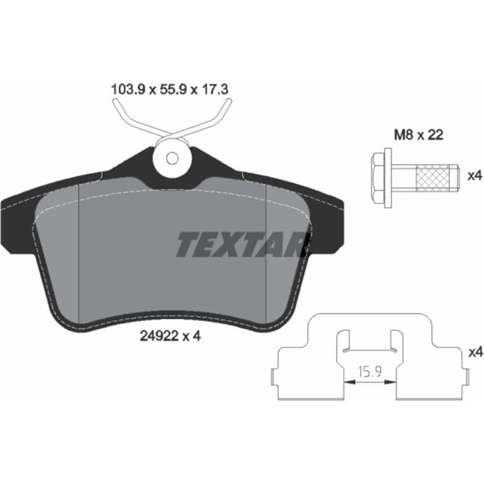 Remblokset TEXTAR 2492201, achter