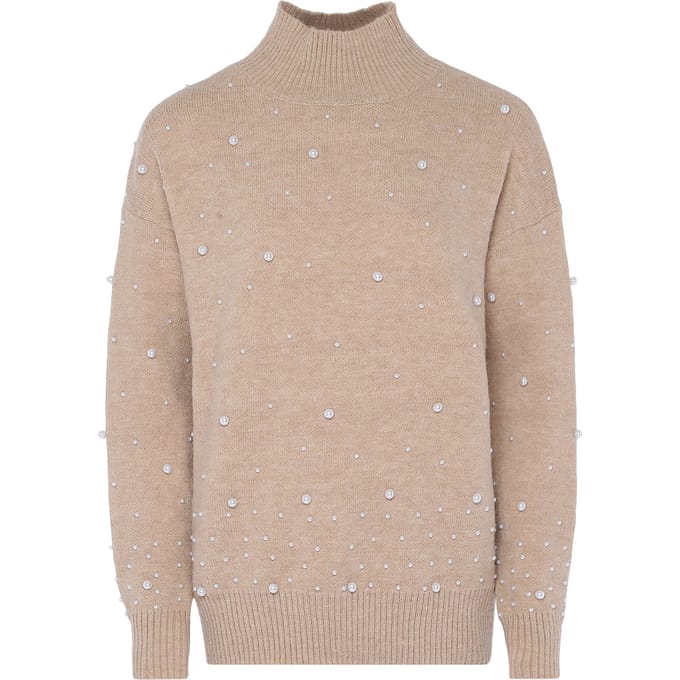 Faina trui met parels Dames beige