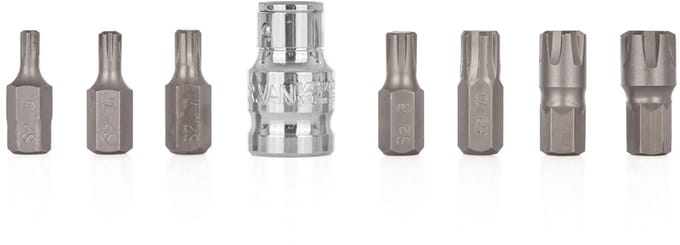 GEKO RIBE Schroevendraaierbitset - 8-delig - S2 Staal - M5-M14 - Inclusief Adapter