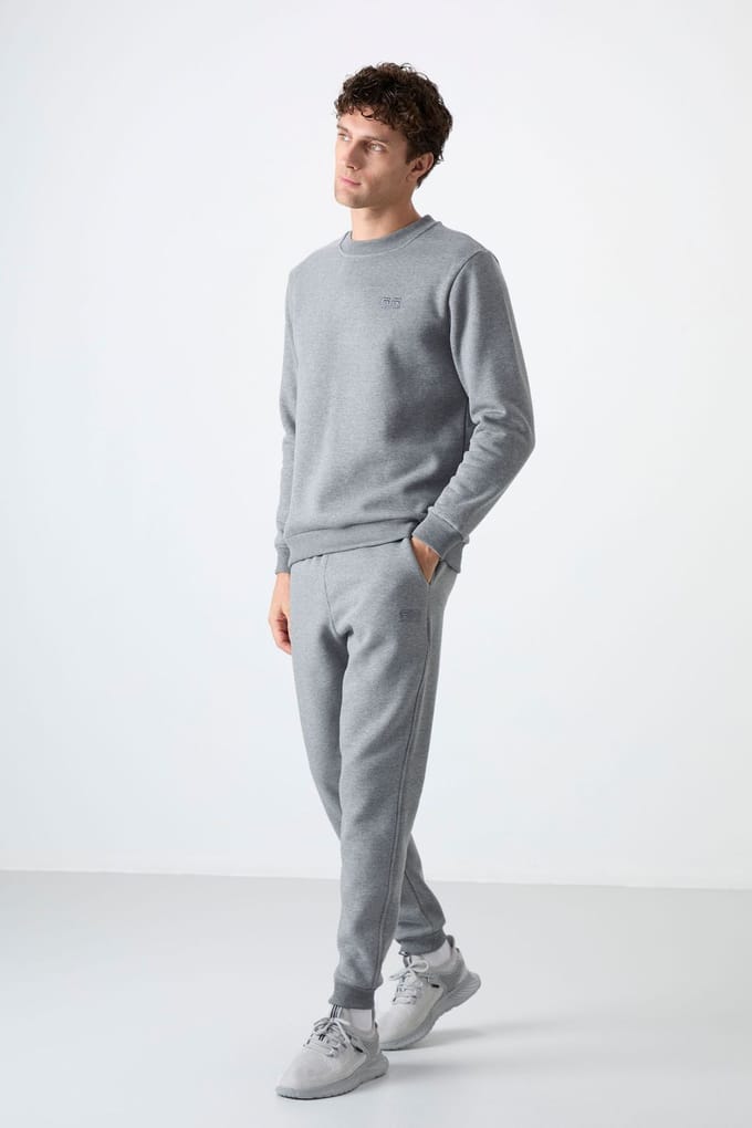 Heren Katoen-Polyester Fleece Sweatshirt en Broek Set