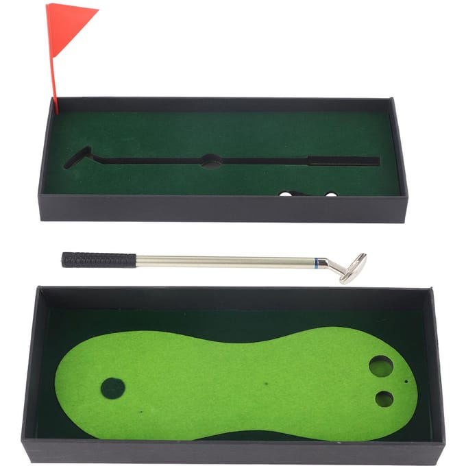Desktop Klein Golfspel Oefenset Balpen Putters Golfbal Puttingmat Vlag black