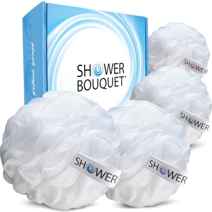 Extra Grote Witte Loofah Badspons – Set van 4 – Ideaal voor Exfoliatie in Douche en Bad