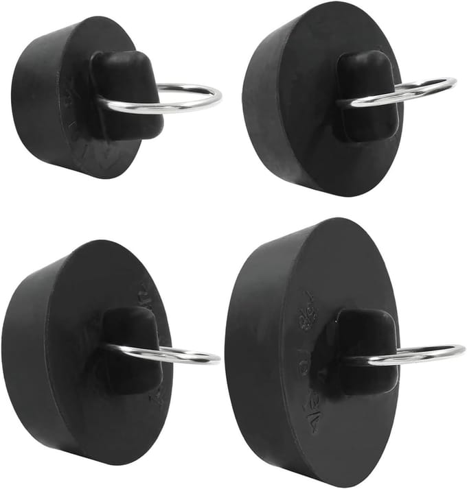 Rubberen Afvoerpluggen - Gootsteenstop Badkuipstop - Water Dicht Maken - Verschillende Maten - 4 Stuks - Wit