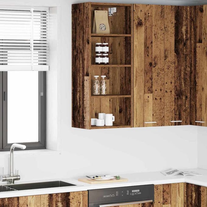 vidaXL - Hangkast - Oud - hout - 40 - x - 29,5 - x - 100 - cm - Bewerkt - hout
