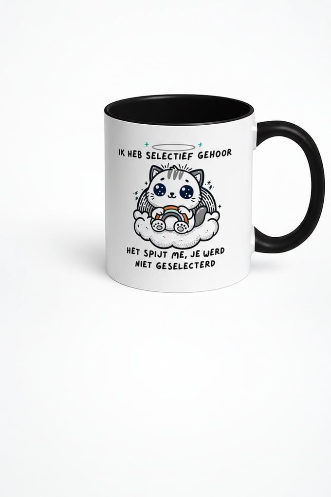 Selectief Gehoor Mok - Grappige Kat Design