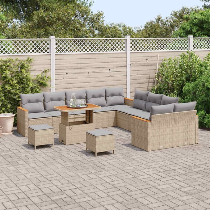 vidaXL - Tuinbank - Set - 13 - st - Beige - poly - rattan