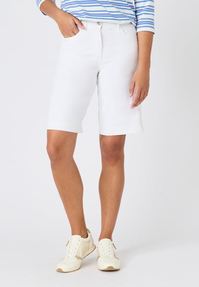 Damart - Bermuda stretch katoen - Dames - Wit - 42