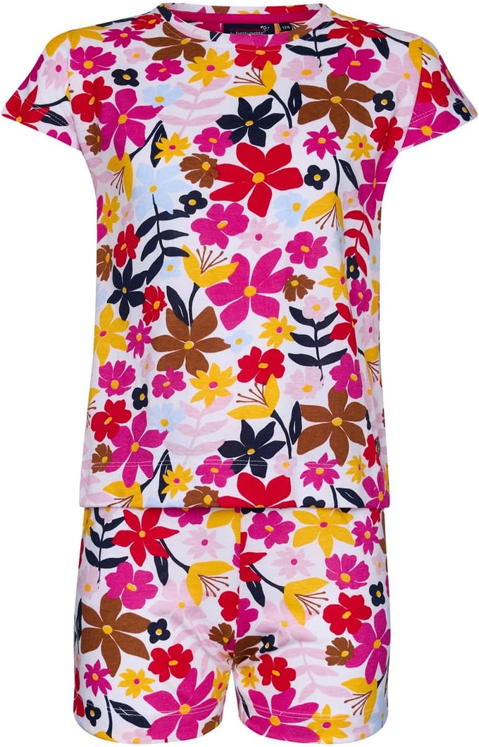 Rebelle Shortama Full Bloom - Wit/Multi - Bio Katoen - Maat 152