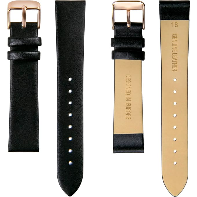 Lederen horloge voor vrouwen Amelia Parker Gold Plaza Black