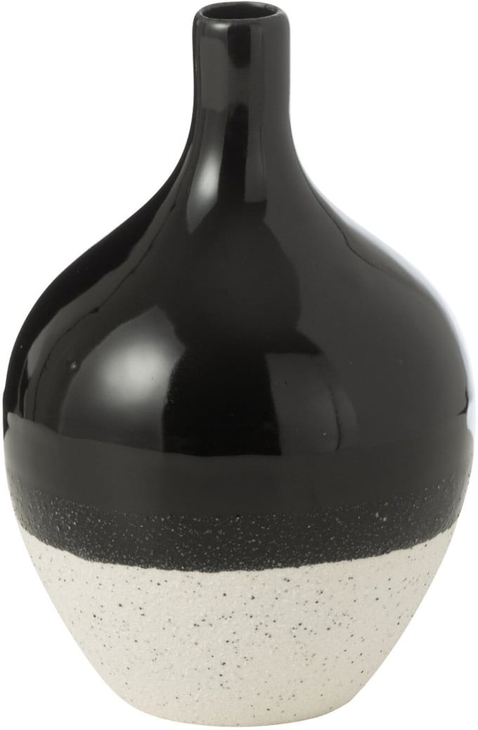 J-Line vaas Iva - porselein - zwart/wit - small - Ø 11.5 cm