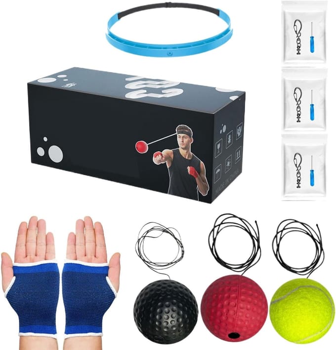 Boksbal met hoofdband - Trainingsbal boksen - Verbeter reflexen - Verstelbare hoofdband - 6 cm bal diameter - Meerdere kleuren