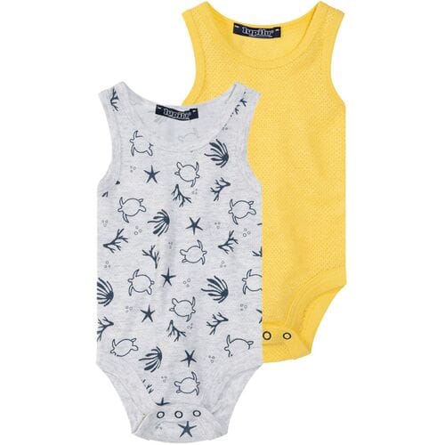 LUPILU 2 baby rompers (Geel/grijs, 62-68)