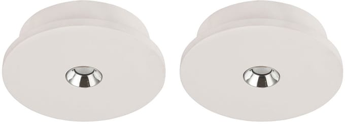 Plafondlamp gips wit keukenlamp modern plafondlamp verchroomd, LED 4W 200Lm warm wit, DxH 16x4,5 cm, set van 2