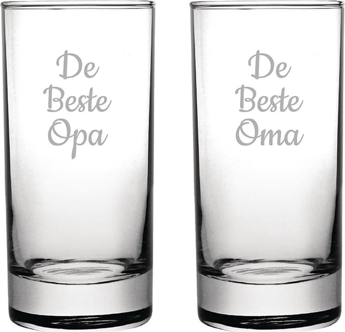 Gegraveerde longdrinkglas 28,5cl De Beste Opa-De Beste Oma