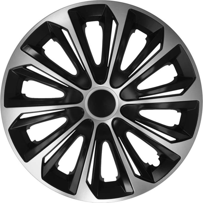 NRM STERK - wieldoppen - Maat 15" - Duocolor: zwart/zilver - 4 stuks