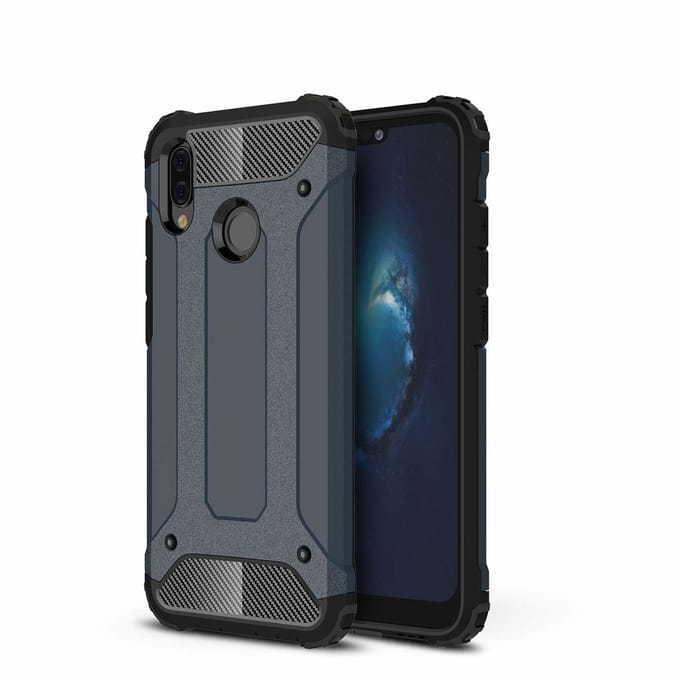 Ntech Hoesje Geschikt voor Huawei P20 Lite (2018) Dual layer Armor Hoesje - Blauw
