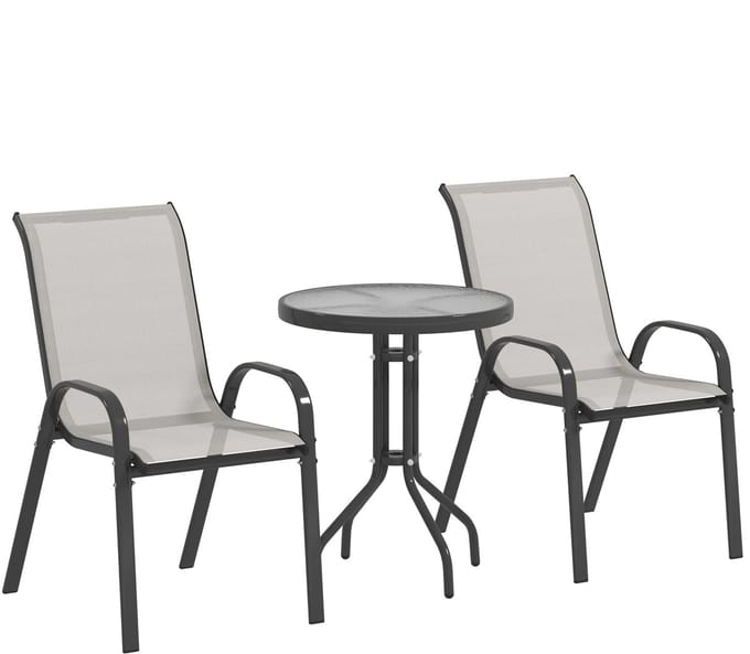 Outsunny Bistroset voor buiten - Staal - 54x71x93cm - Lichtgrijs