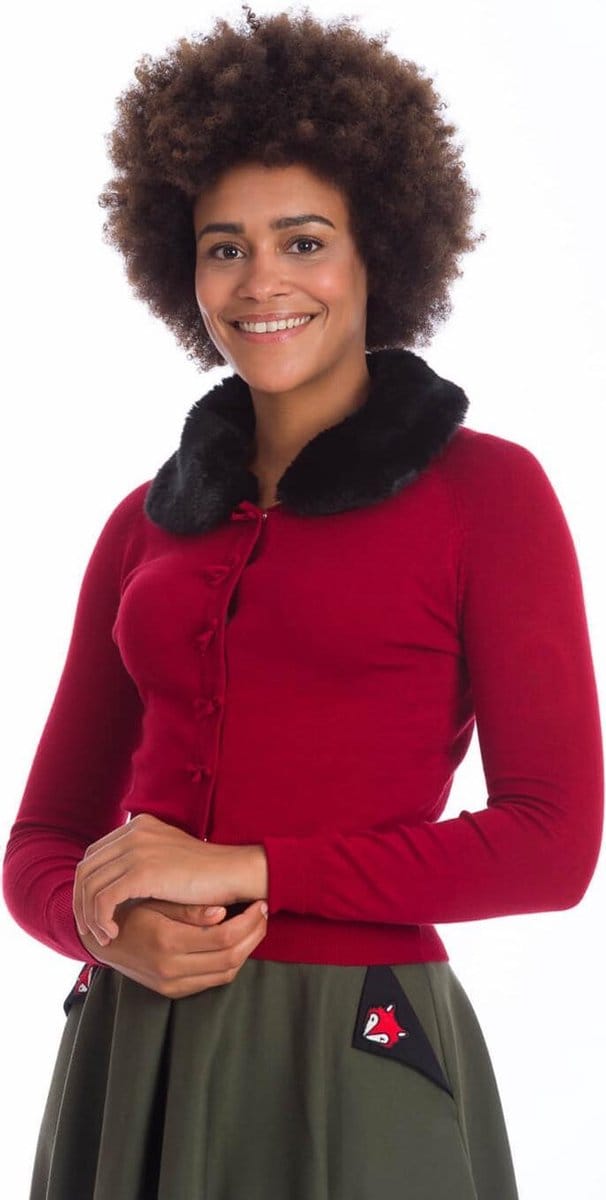 Dancing Days - BOW DREAMING Cardigan - S - Bordeaux rood