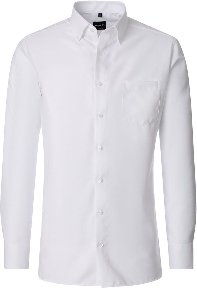 VENTI CASA MODA comfort fit overhemd - structuur - wit - Strijkvrij - Boordmaat: 44