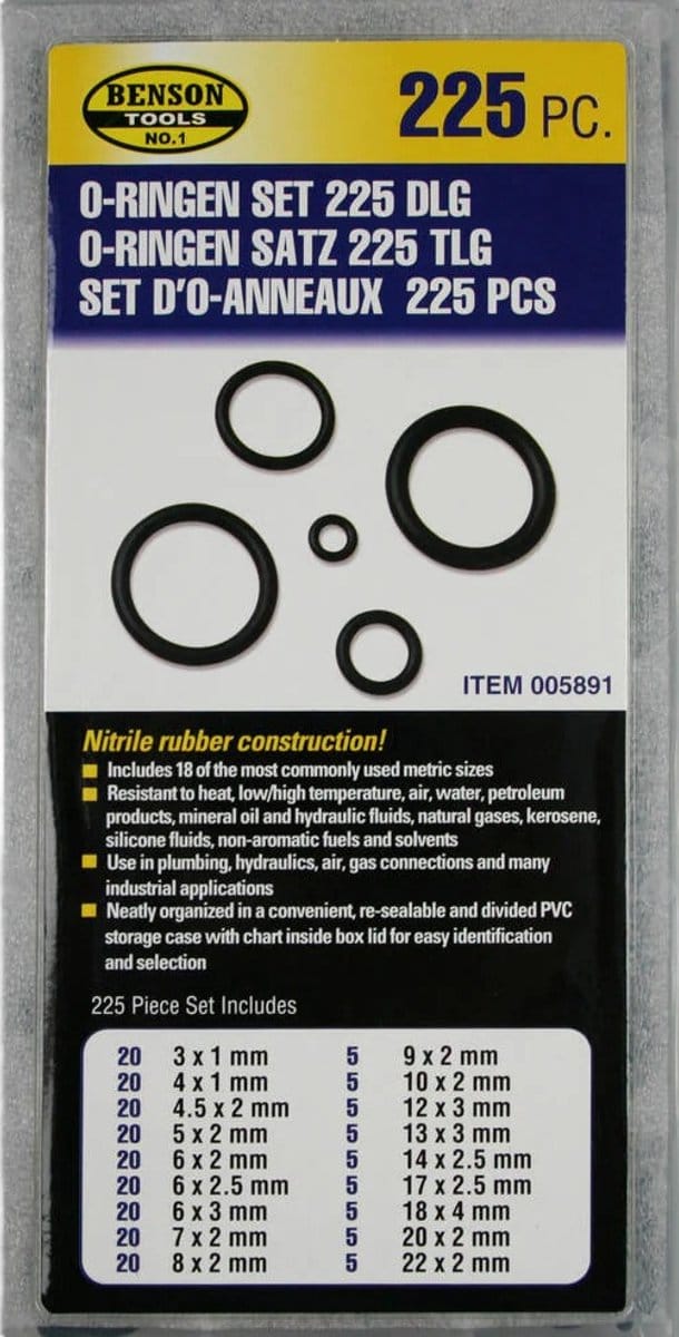 225 delig o-ringen set - o ring - rubber ringen - afdichtingsringen - afsluitringen - universele sluitringen