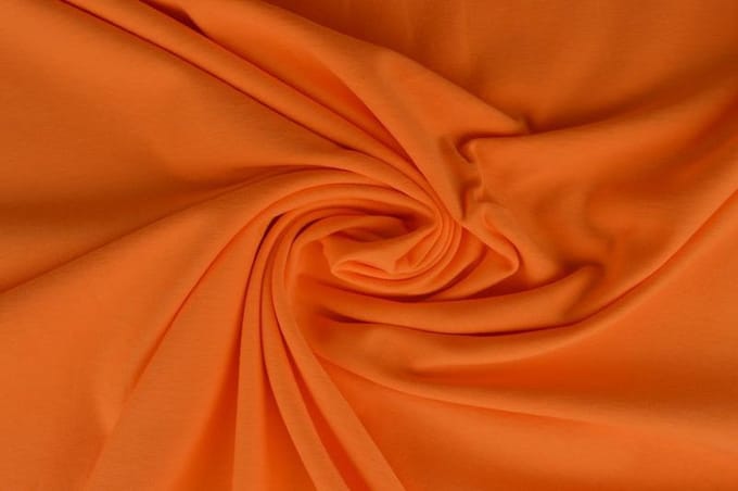 Katoen tricot stof - Oranje - 10 meter