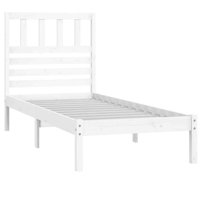 vidaXL - Bedframe - zonder - matras - massief - grenenhout - wit - 75x190 - cm