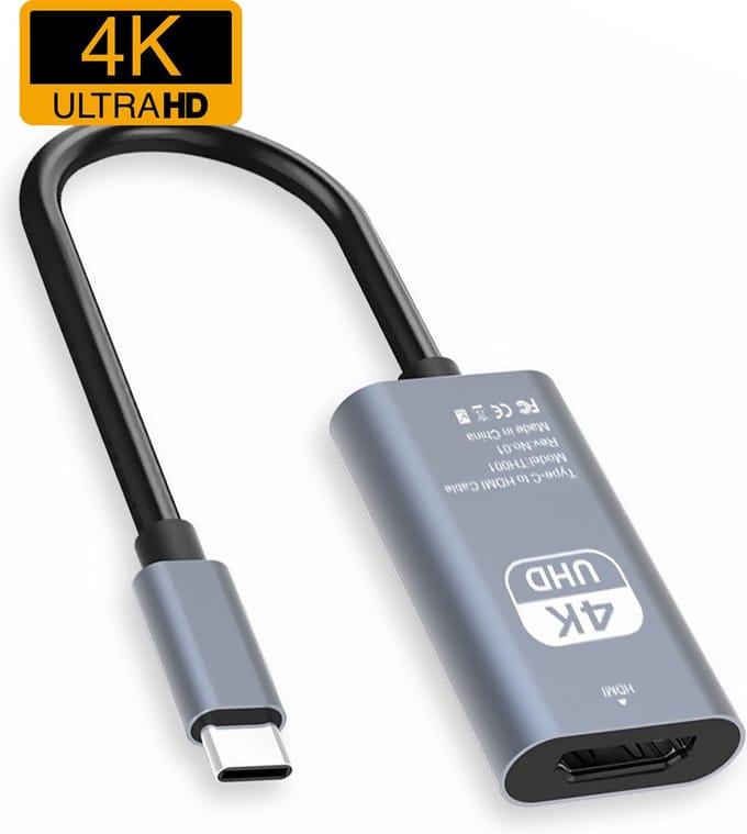 USB C naar HDMI - Kabel 30Hz 4K USB C naar HDMI Adapter 15 cm - Zwart