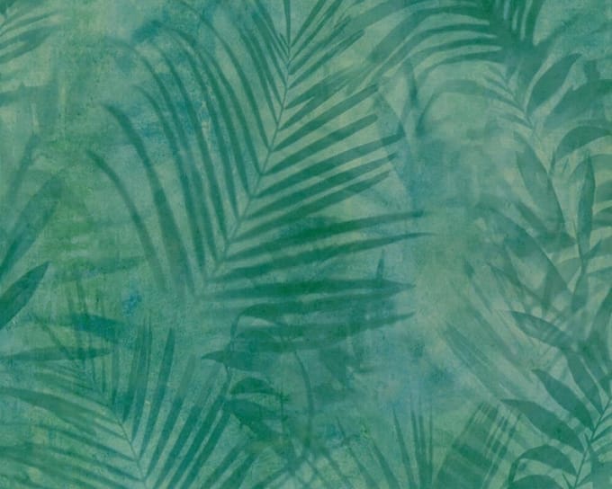 BLAUW/GROEN PALMBLAD BOTANISCH BEHANG - AS Creation AS Neue Bude 2.0 editie 2