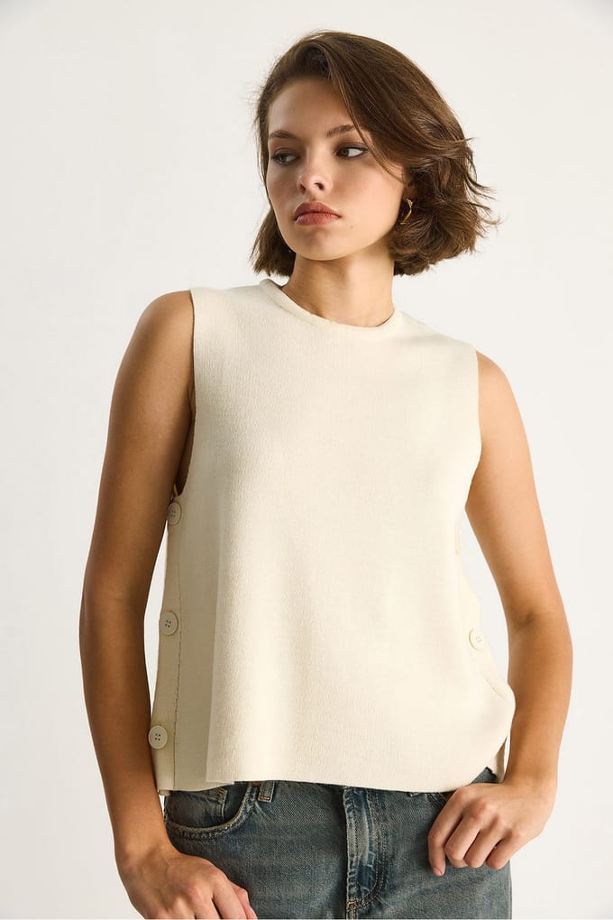 Knoop Gedetailleerde Brei Blouse