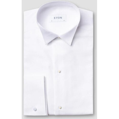 Eton Overhemd Wing Collar Classic Evening Piqué Wit / male
