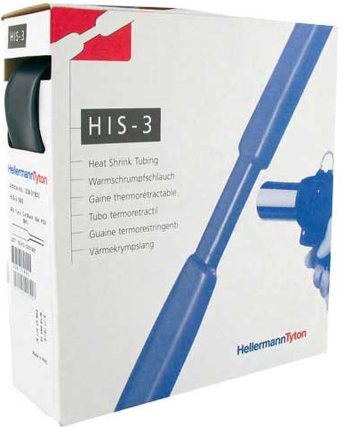 HellermannTyton krimpkous 3:1 dispenserbox - 18/6 zwarte rol - 4 Meter