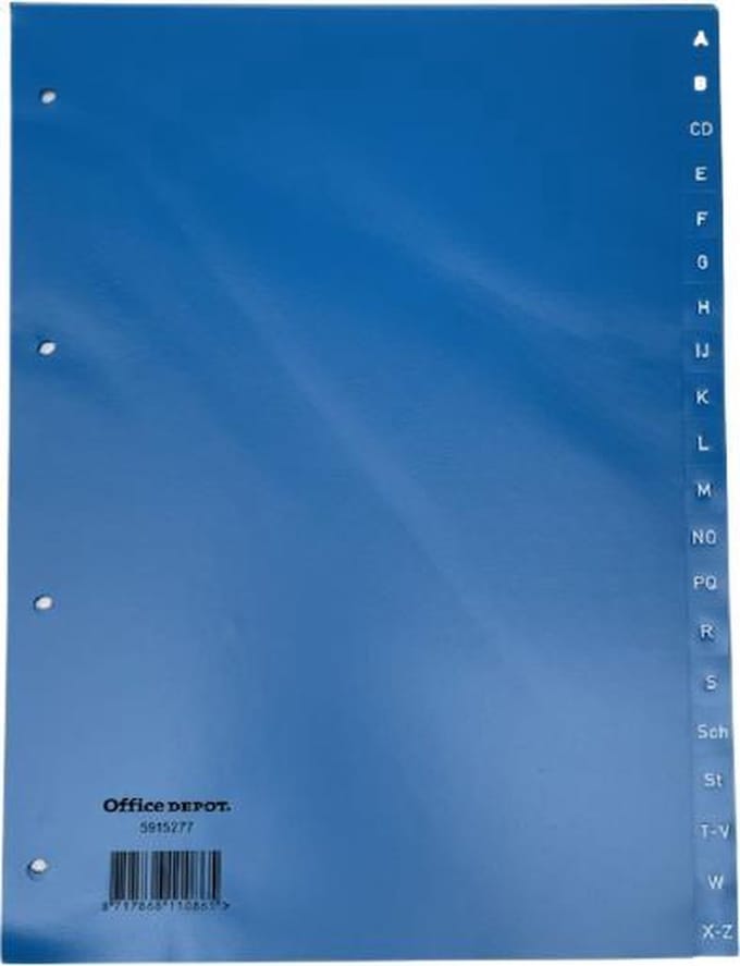 Tabbladen Blauw ft A4 - Polypropyleen - 4 gaats - 20 tabs - A t/m Z