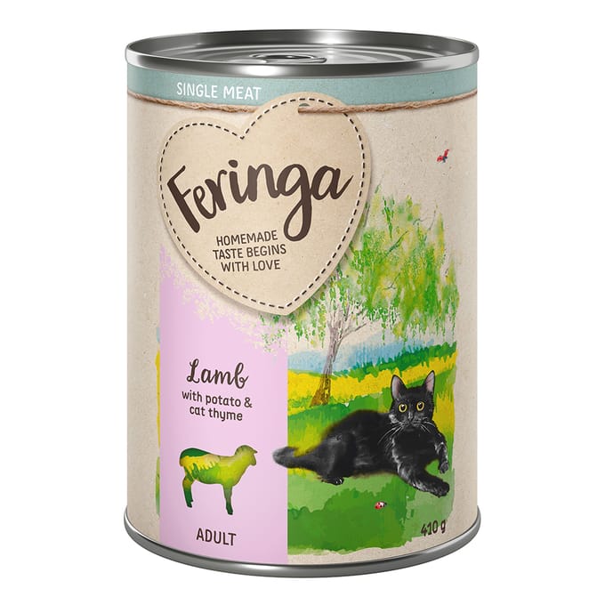 6x410g Single Meat Lam met Aardappel & Amberkruid Feringa Kattenvoer