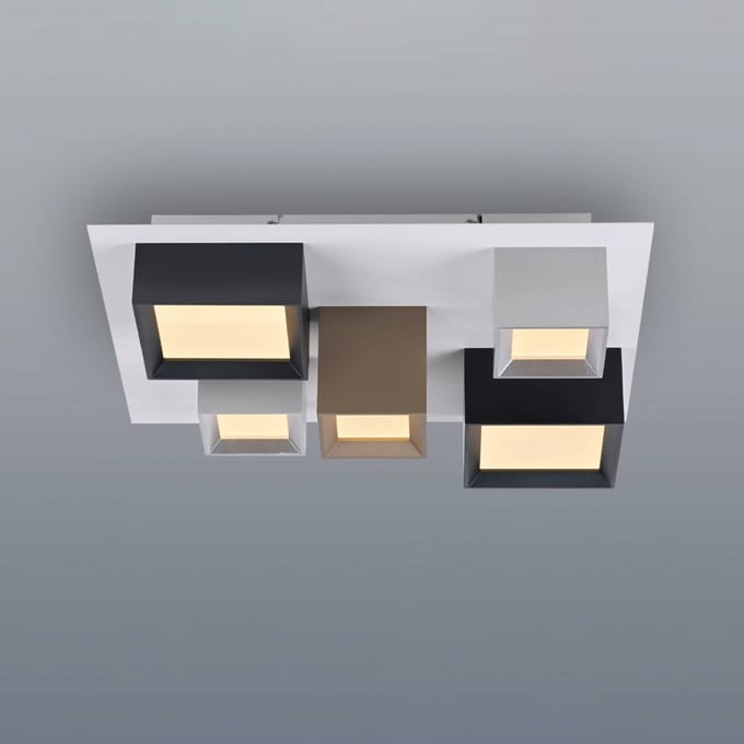 LED plafondlamp PURE Manhattan, meerkleurig, 5-lamps, CCT