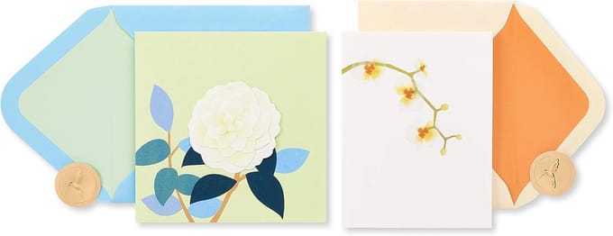 Set Elegante Blanco Kaarten met Enveloppen met Rose en Orchidee Ontwerp