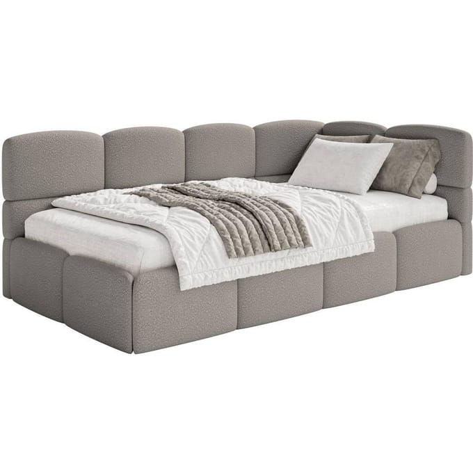 Jeugdbed Chloe rechts bouclé 90x200 met opbergruimte | NADUVI Collection