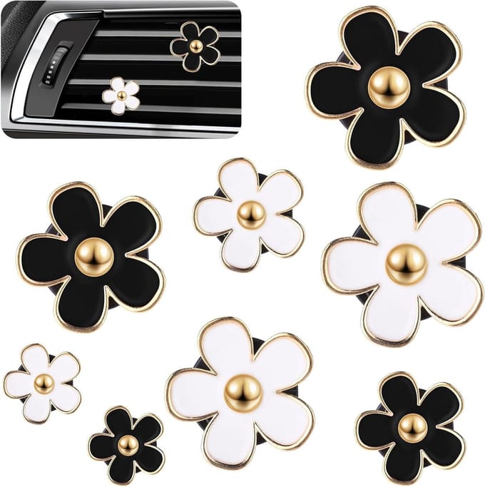 8 Stuks Bloem Auto Luchtverfrisser Clip - Madeliefjes Design - Interieur Accessoires Vrouwen - Aromatherapie Etherische Olie Diffuser