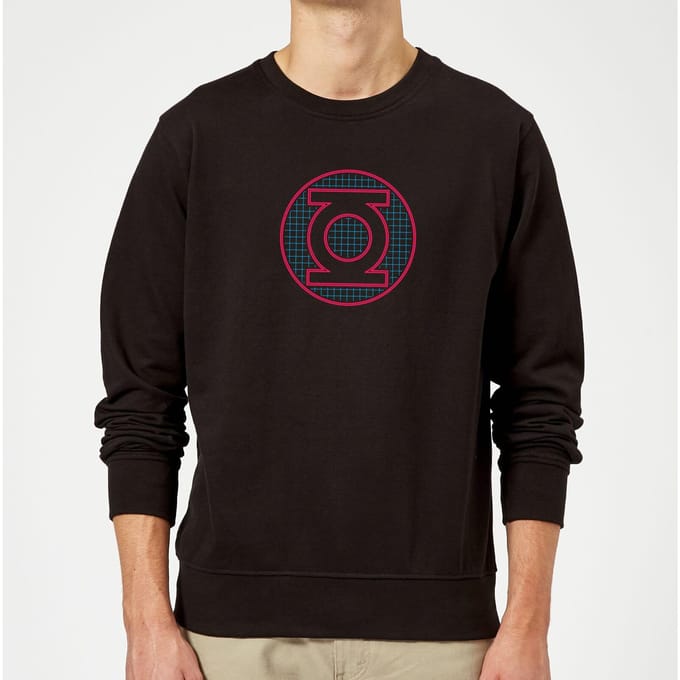 Justice League Green Lantern Retro Grid Logo Sweatshirt - Black - S
