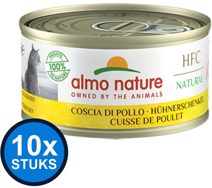 10x Almo Nature HFC - Kattenvoer Natvoer Blik - Natural - Kippenbout - 70g