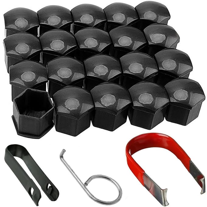Allecto - Wielmoerkappen - 21mm Wheel Bolt Covers - 20 Stuks - Zwart